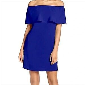 Charles Henry Royal Blue Off-Shoulder Petite Dress